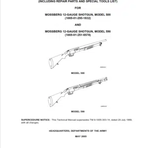 TM 9-1005-338-13&P US Army Training Manual for Mossberg Pump Shotgun